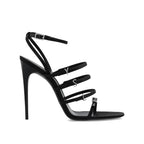 Saint Laurent - Black Silk Stiletto Heel Sandals
