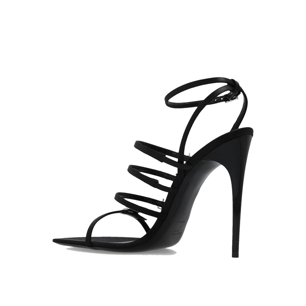 Saint Laurent - Black Silk Stiletto Heel Sandals