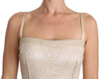 Dolce & Gabbana - Beige Lace Spaghetti Strap Sheath Dress