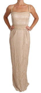 Dolce & Gabbana - Beige Lace Spaghetti Strap Sheath Dress