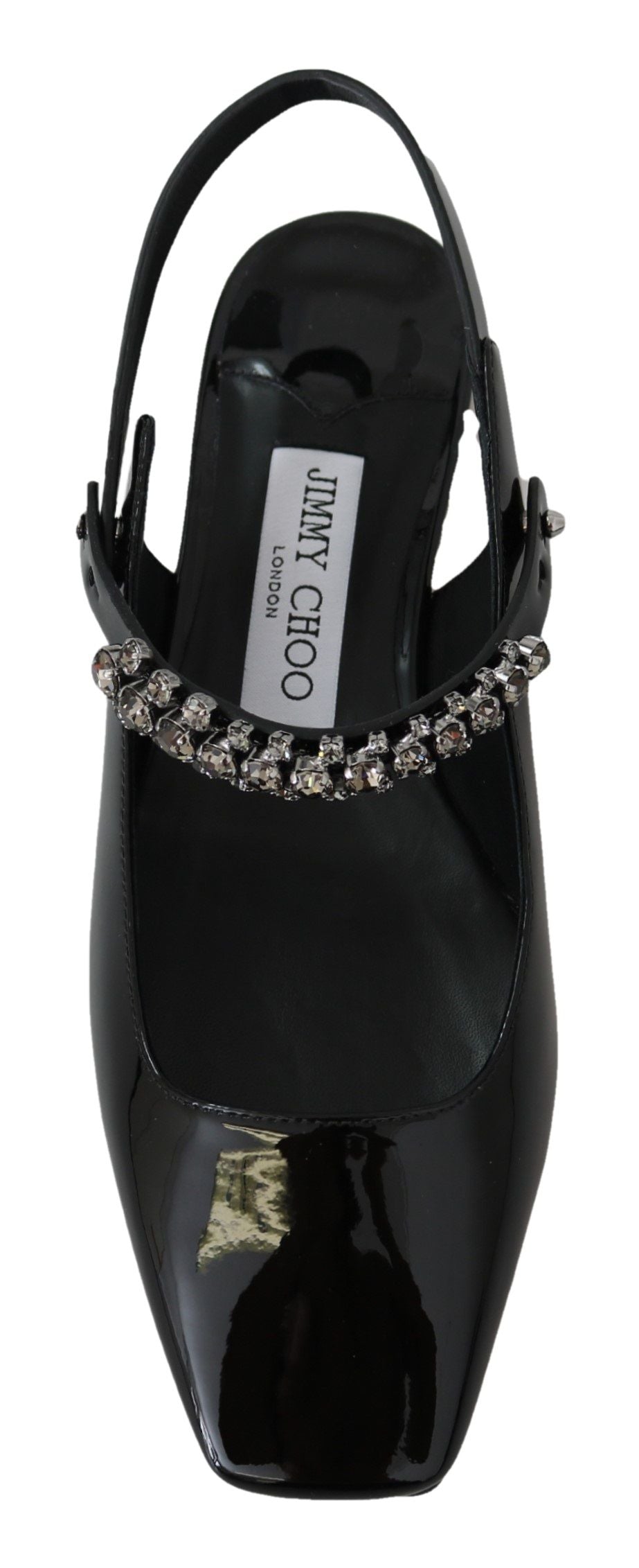 Jimmy Choo – Mahdis Black Patent Crystal Flats