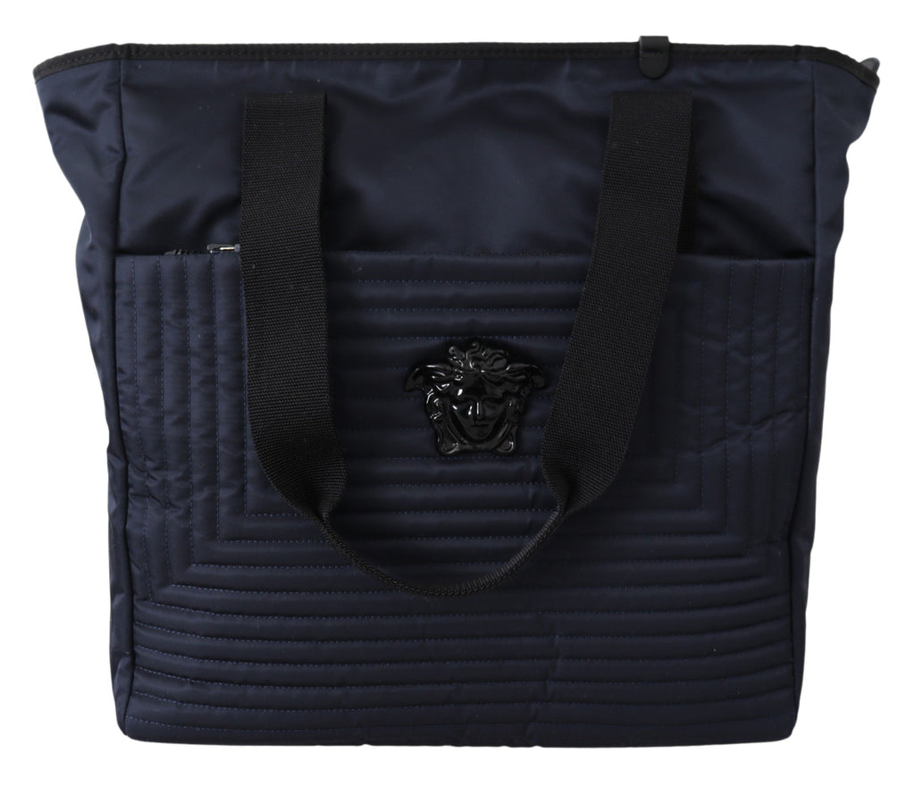 Versace – Elegant Blue Nylon Tote Bag
