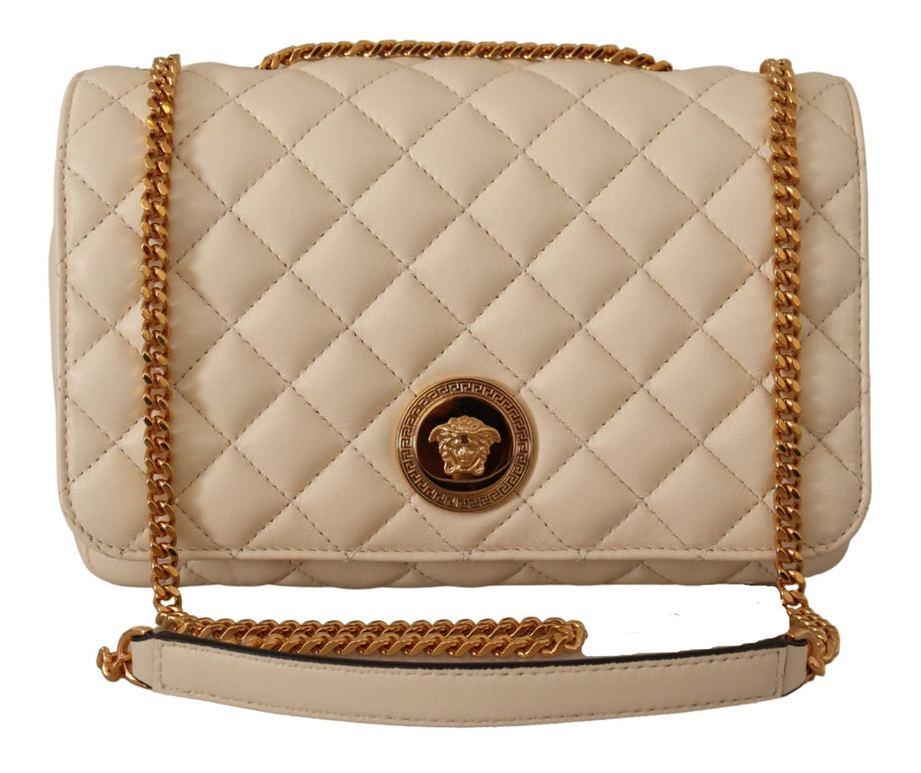 Versace – Beige Nappa Leather Shoulder Bag