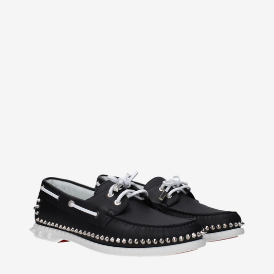 Christian Louboutin – Black Leather Slip-On Loafers