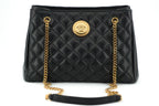 Versace – Black Quilted Nappa Leather Tote Handbag