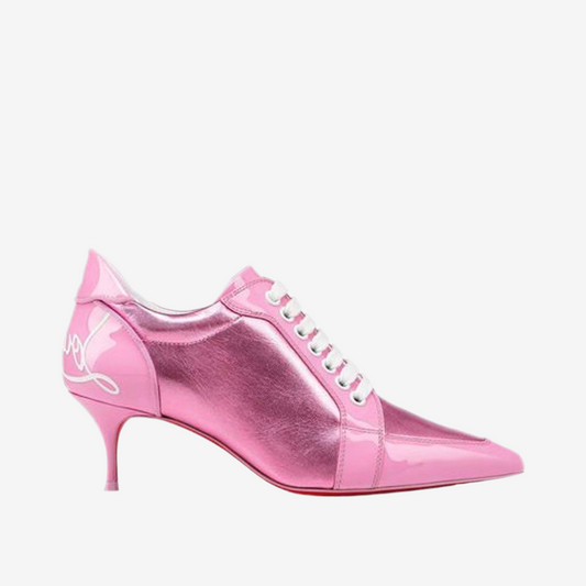 Christian Louboutin –  Pink Patent Leather Lace-Up Pumps