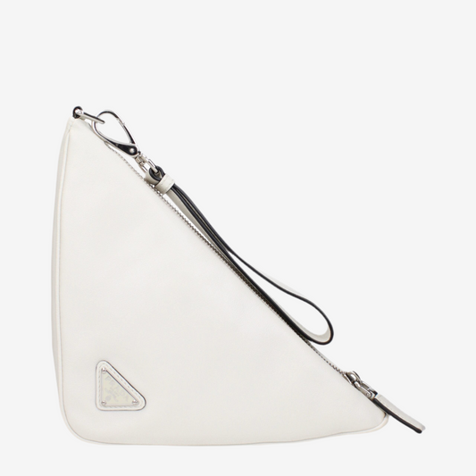 Prada – Small Distressed Leather Clutch in White