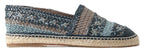 Dolce & Gabbana - Blue Gray Leather Buffalo Espadrille