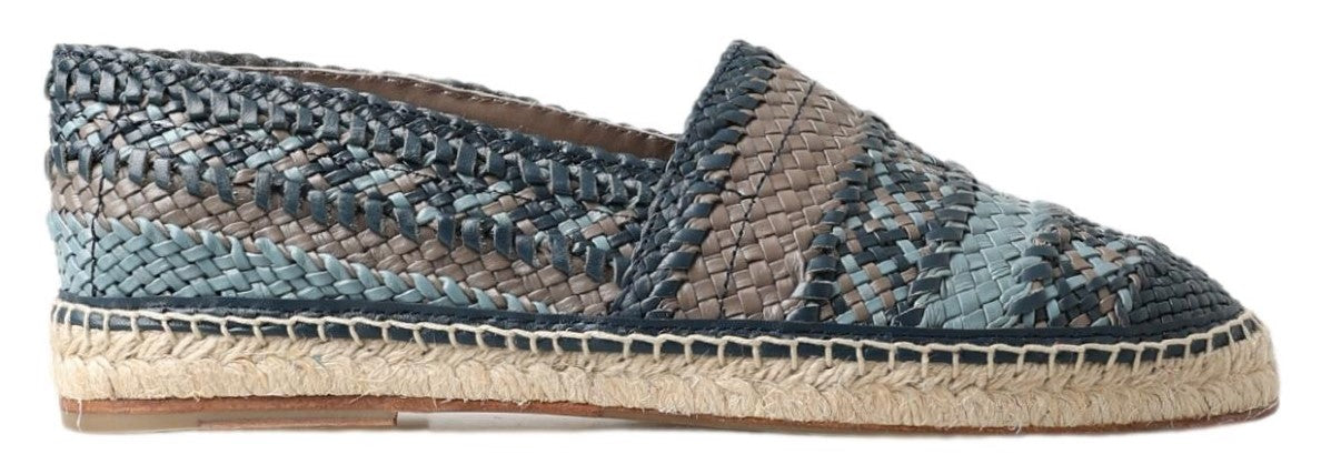 Dolce & Gabbana - Blue Gray Leather Buffalo Espadrille