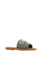 Chloé – Green Cotton Slide Sandals