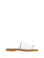 Chloé – White Cotton Slide Sandals