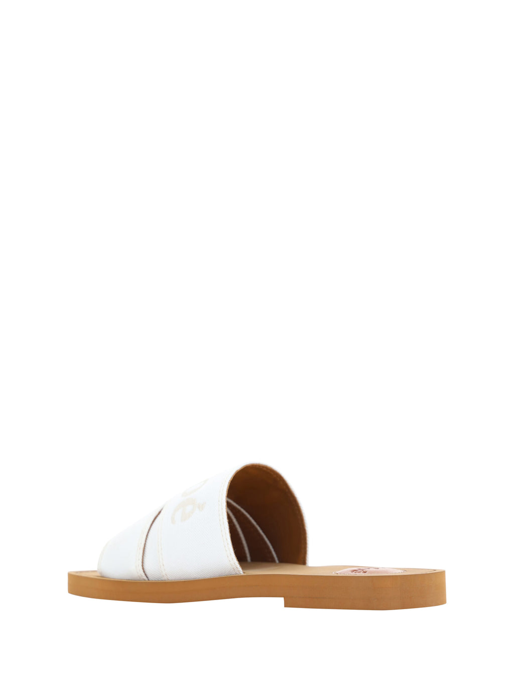 Chloé – White Cotton Slide Sandals