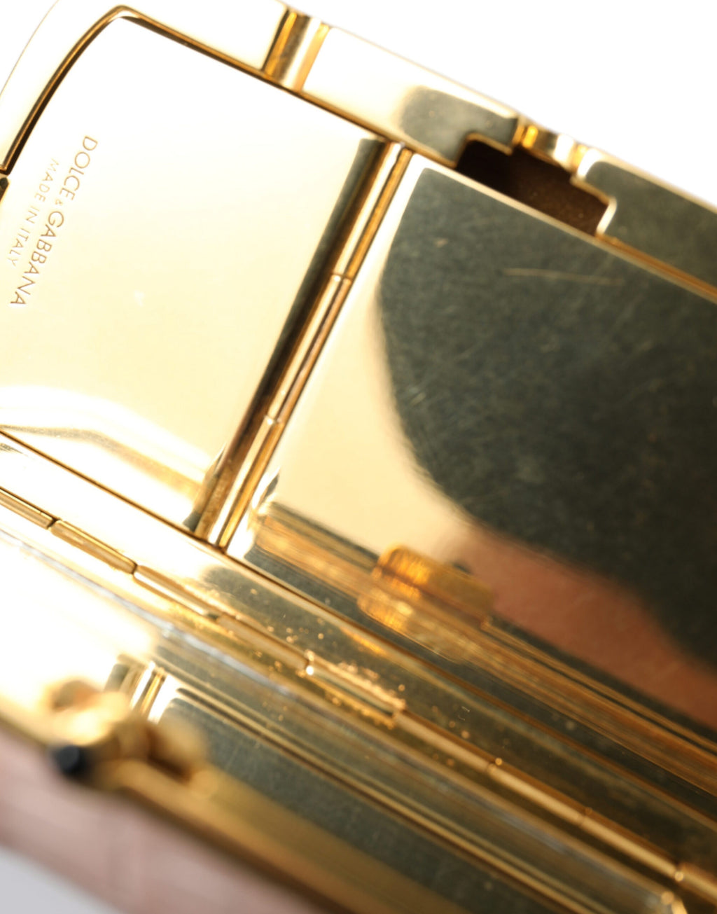 Dolce & Gabbana - Pink Exotic Leather Mini Mirror Tassel Makeup Bag