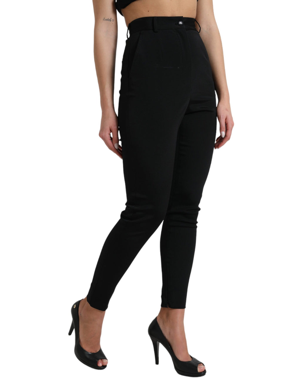 Dolce & Gabbana - Black Wool Stretch High Waist Skinny Pants