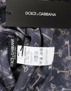 Dolce & Gabbana - Blue gold key print silk blouse