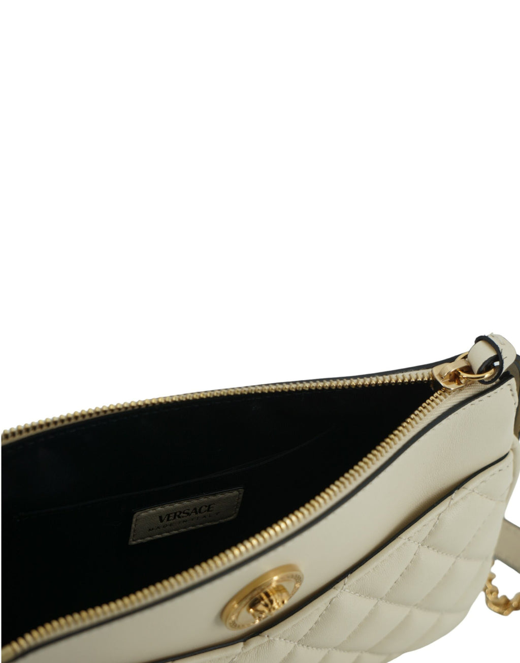 Versace - Elegant White Lamb Leather Crossbody Pouch