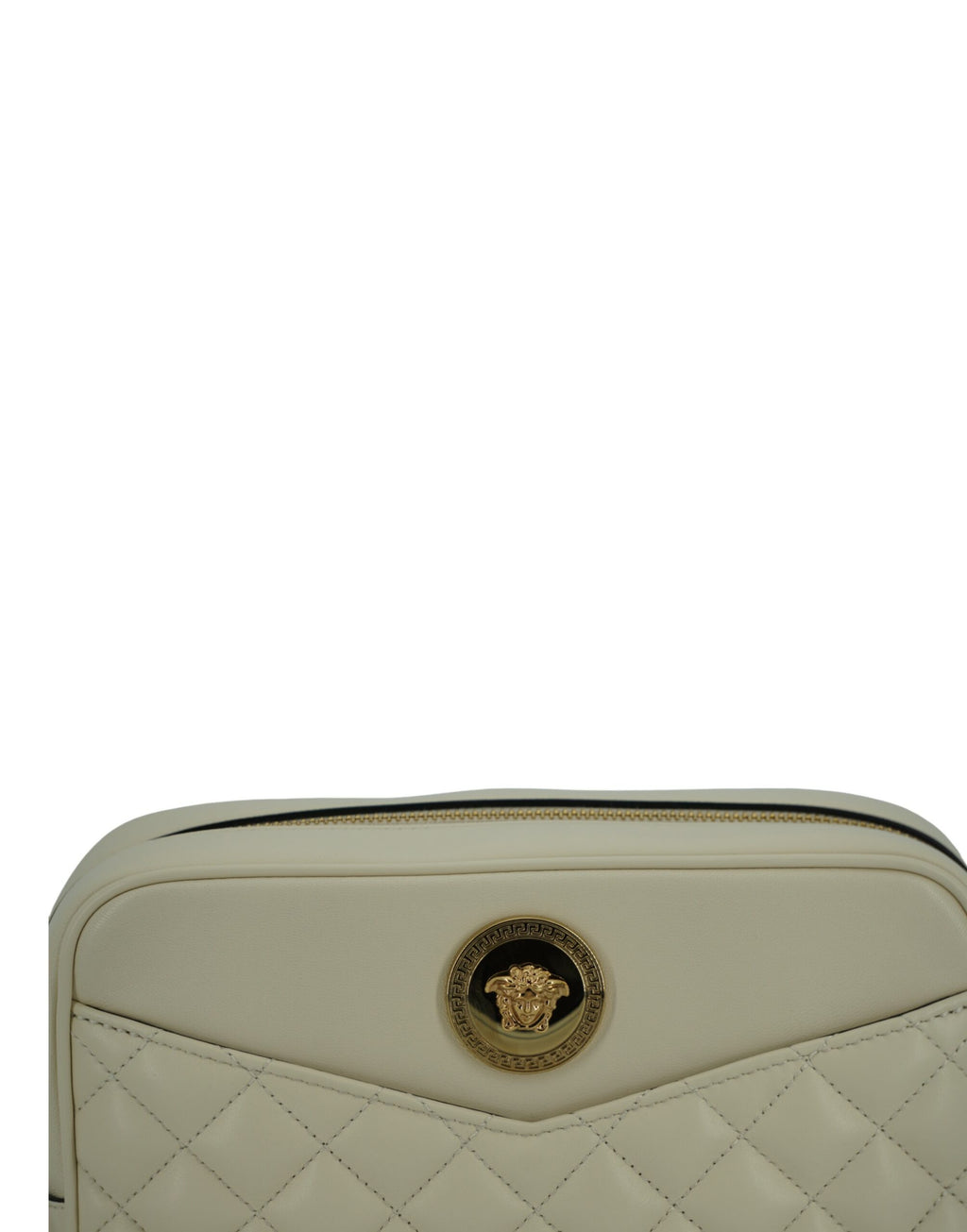 Versace - Elegant White Leather Camera Shoulder Bag
