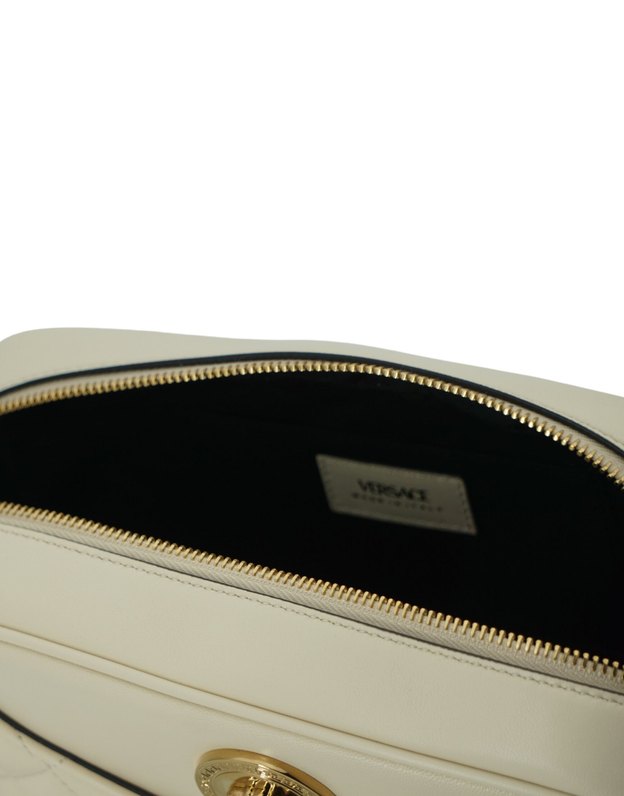 Versace - Elegant White Leather Camera Shoulder Bag