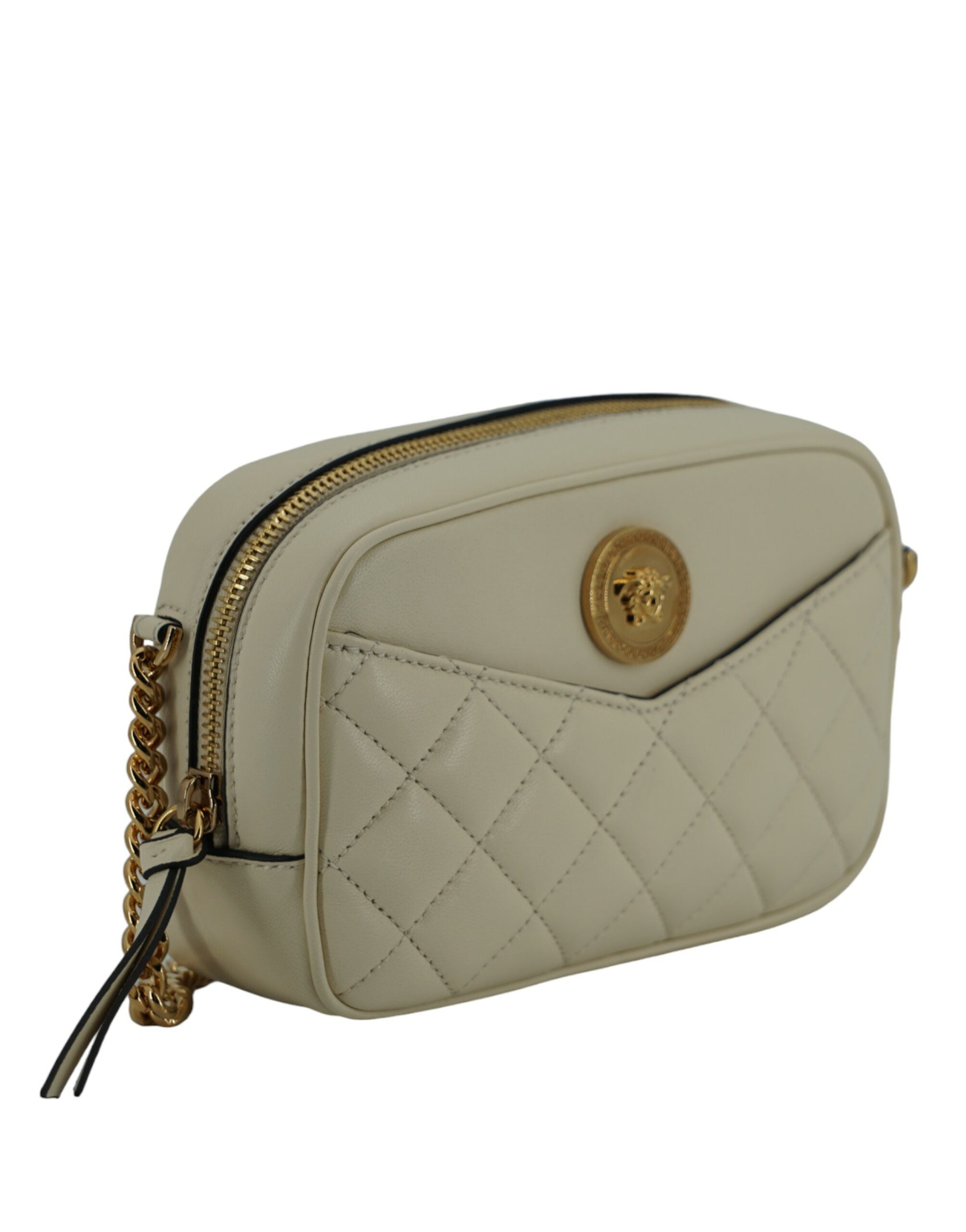 Versace - Elegant White Lamb Leather Camera Bag