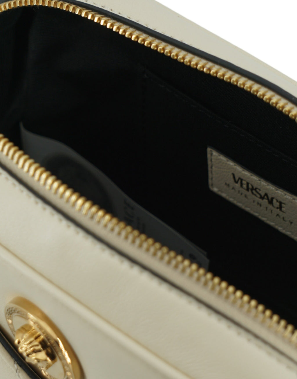 Versace - Elegant White Lamb Leather Camera Bag
