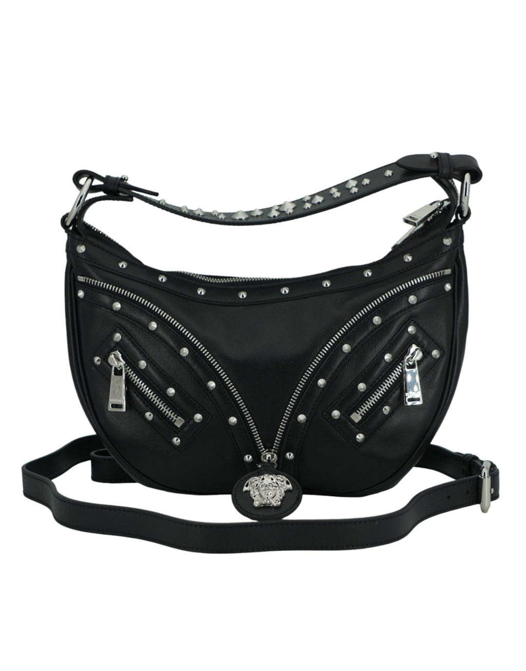 Versace - Elegant Black Leather Hobo Shoulder Bag
