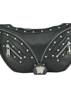 Versace - Elegant Black Leather Hobo Shoulder Bag