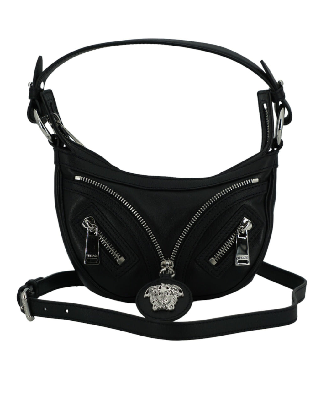 Versace - Elegant Black Mini Hobo Shoulder Bag