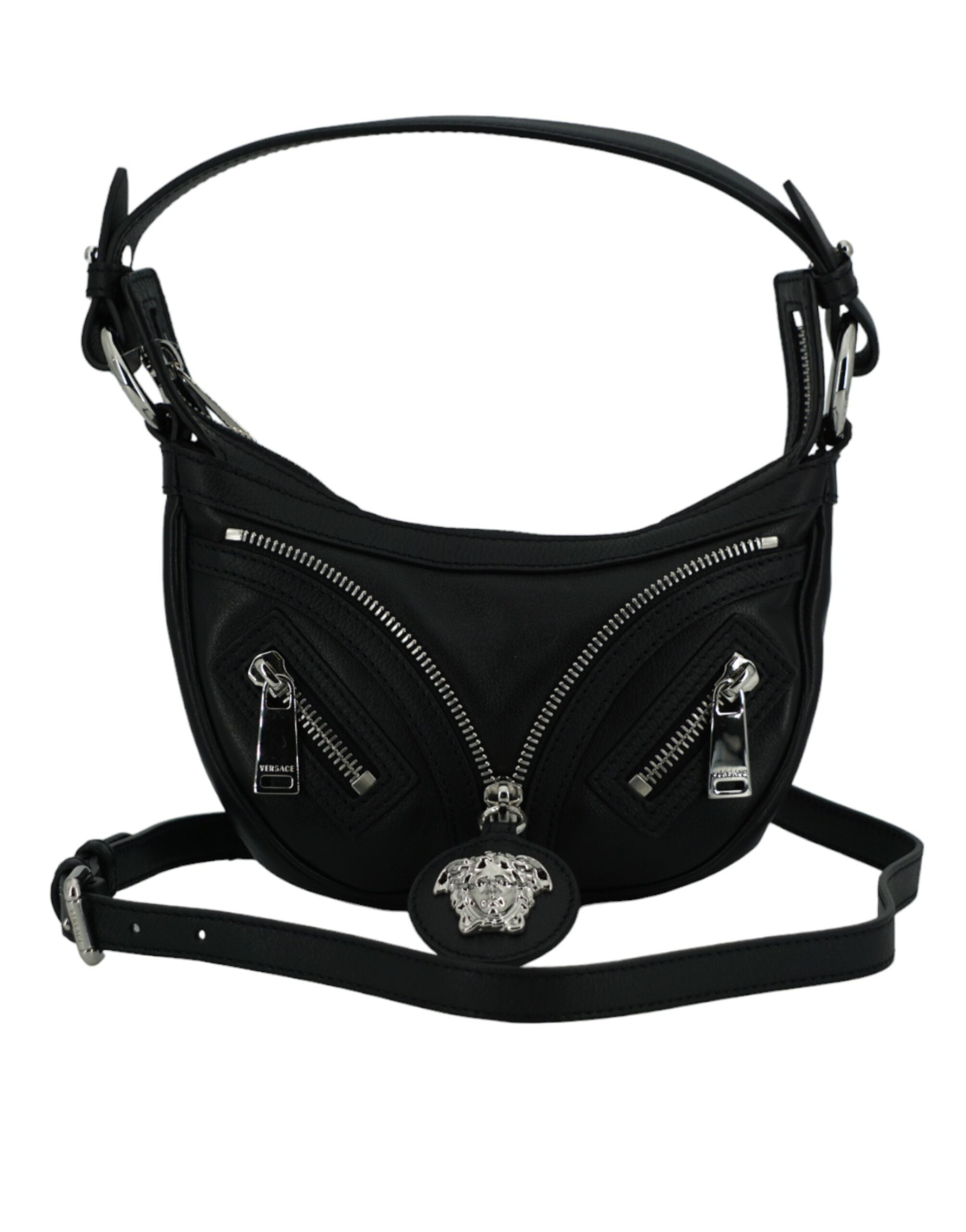 Versace - Elegant Black Mini Hobo Shoulder Bag