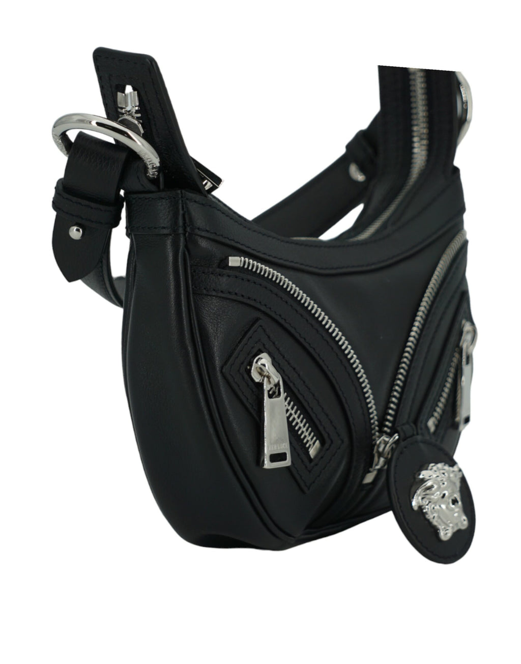 Versace - Elegant Black Mini Hobo Shoulder Bag
