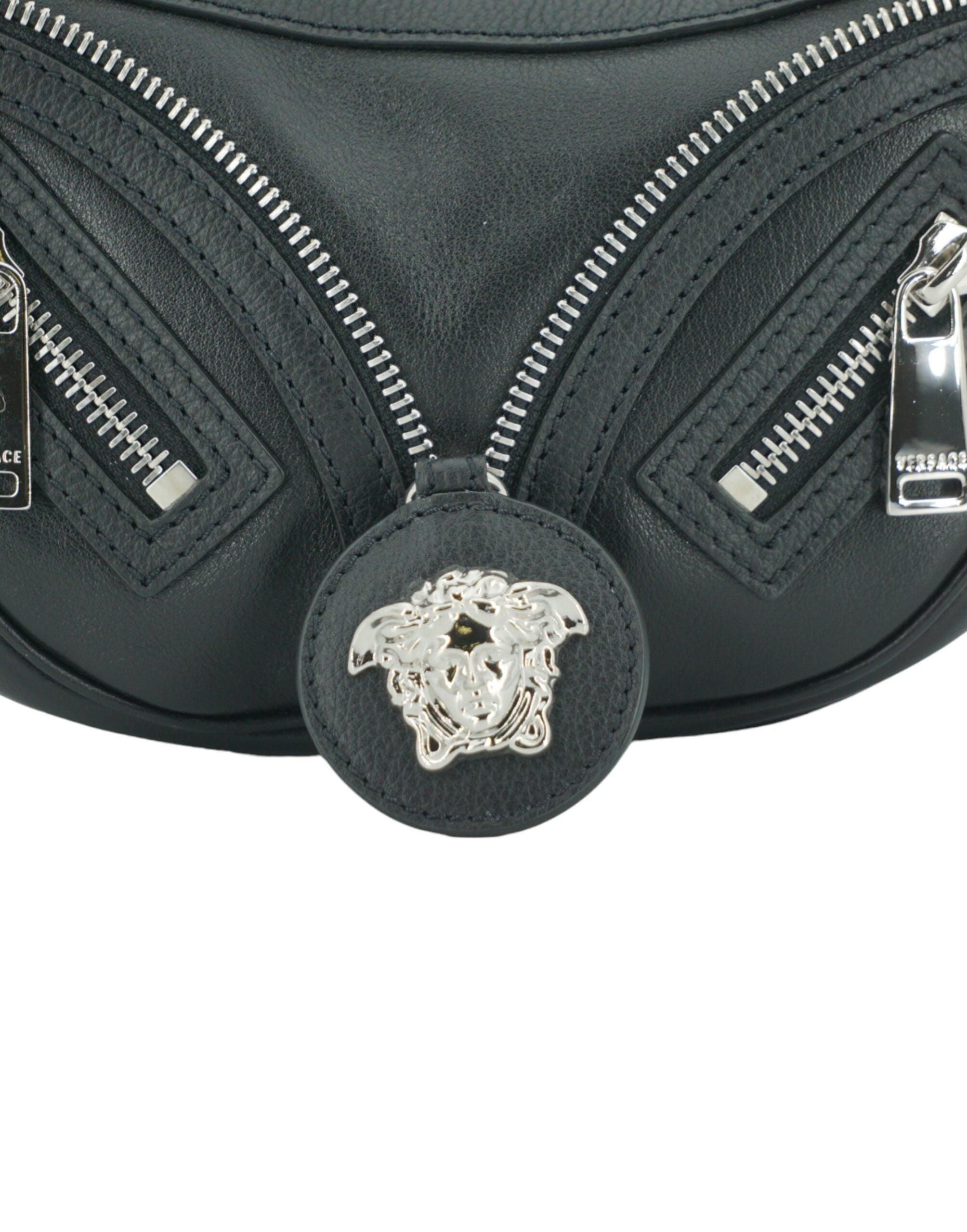 Versace - Elegant Black Mini Hobo Shoulder Bag