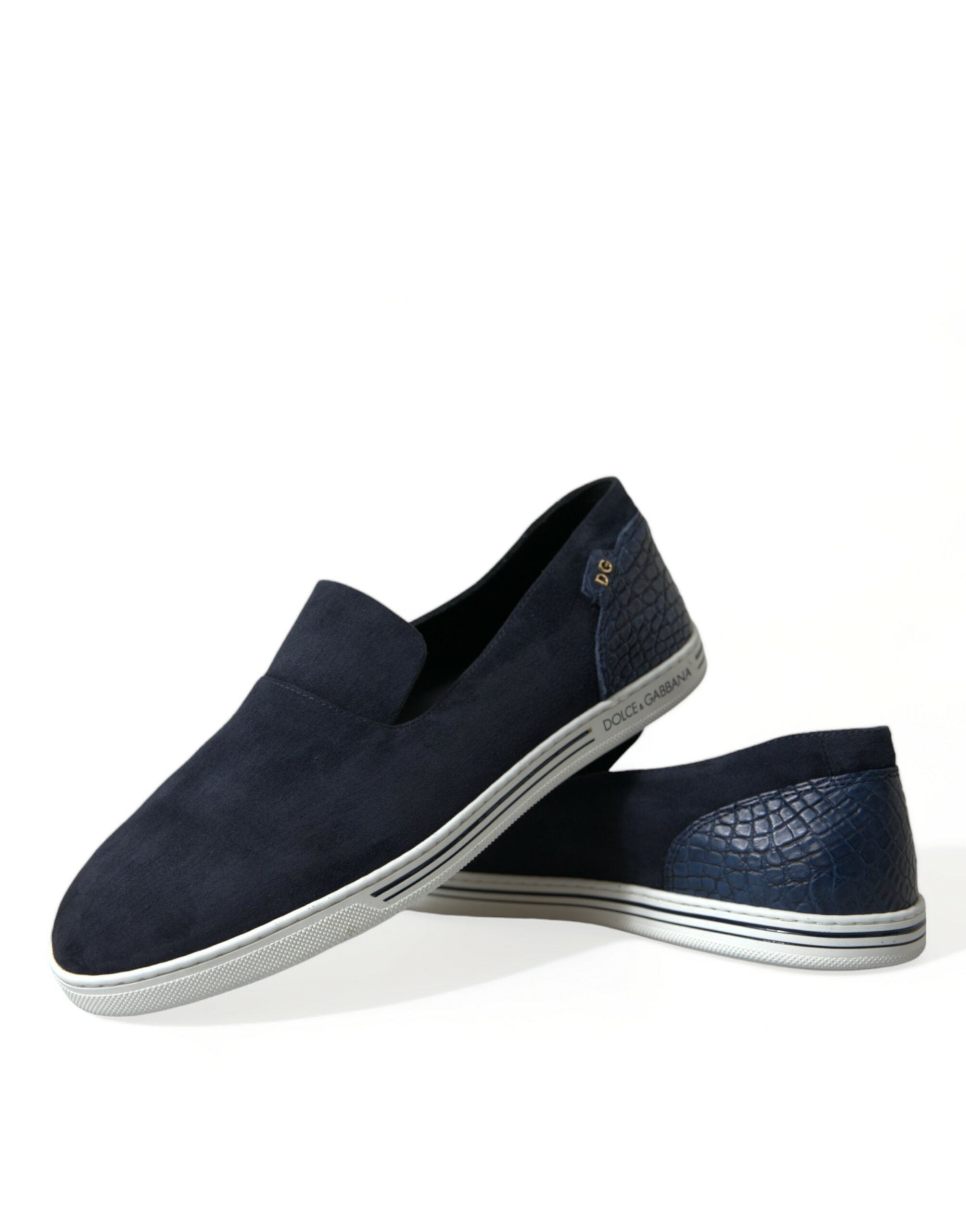 Dolce & Gabbana - Blue Suede Caiman Loafers Saint Tropez Shoes