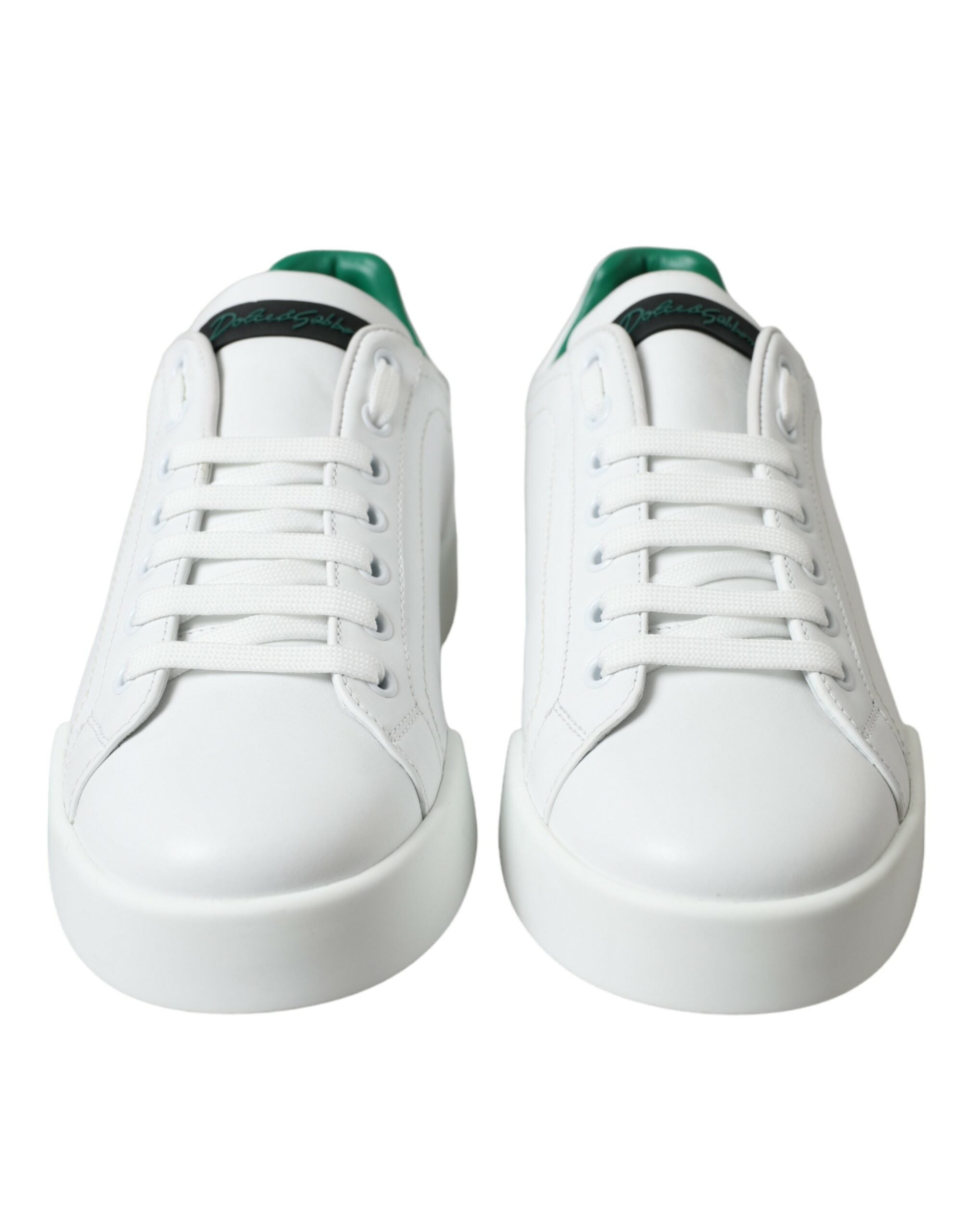 Dolce & Gabbana - White Green Leather Portofino Sneakers