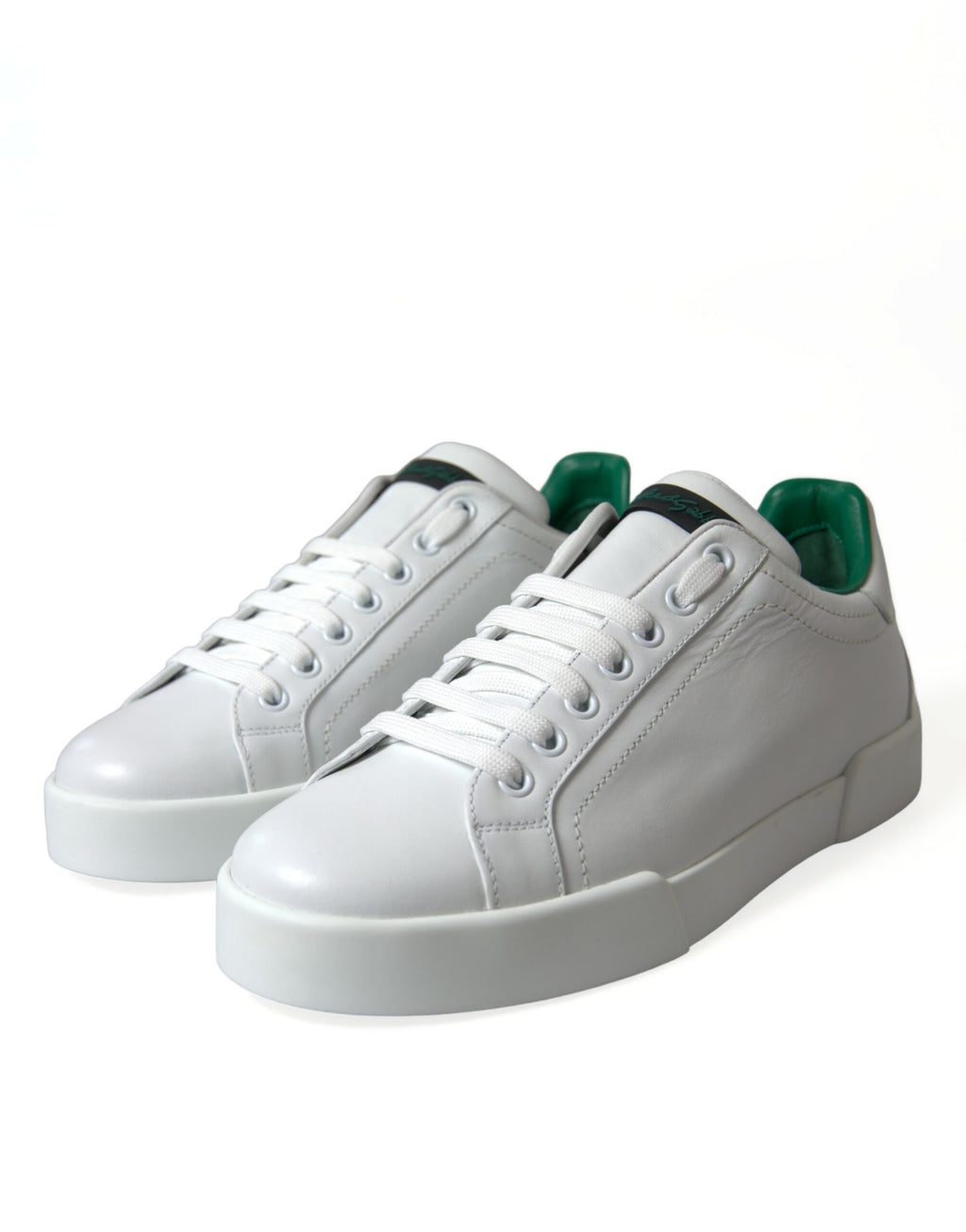 Dolce & Gabbana - White Green Leather Portofino Sneakers