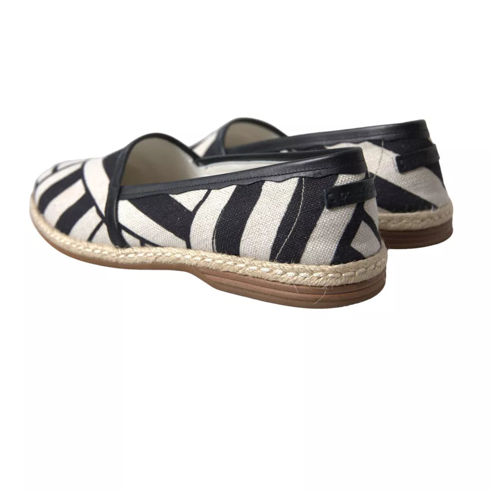 Dolce & Gabbana - Black White Stripes Slip On Espadrille