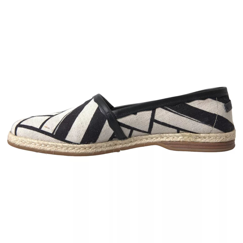 Dolce & Gabbana - Black White Stripes Slip On Espadrille