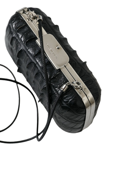 Balenciaga – Black Crocodile Leather Clutch Bag