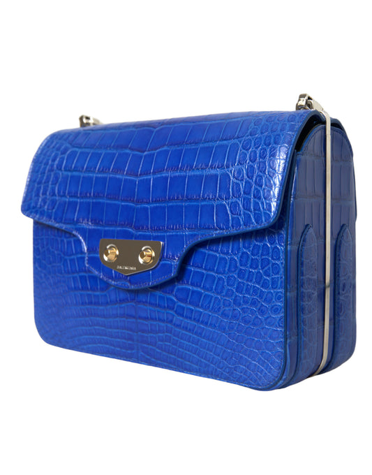 Balenciaga – Alligator Skin Chain Shoulder Bag Blue