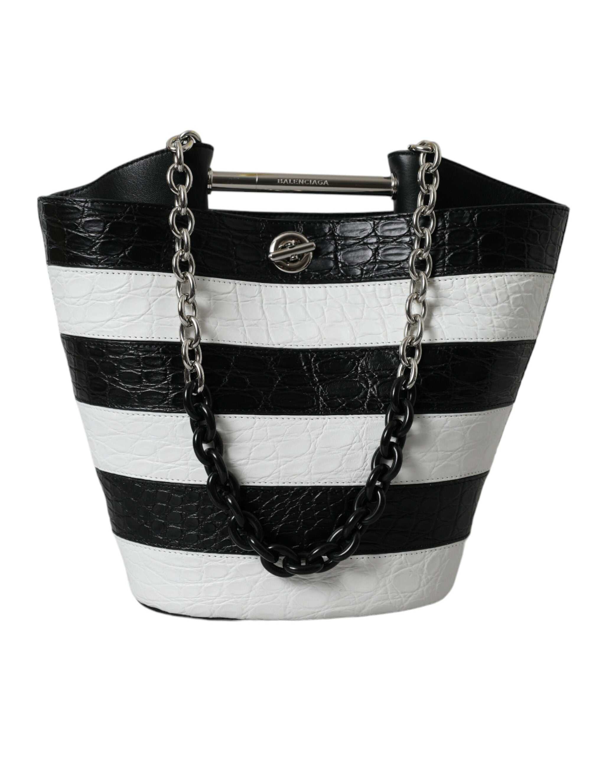 Balenciaga – Crocodile Maxi Bucket Bag Black & White