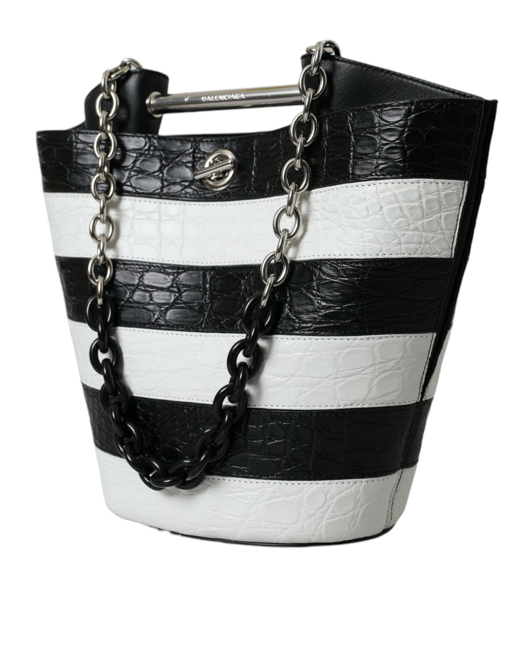 Balenciaga – Crocodile Maxi Bucket Bag Black & White