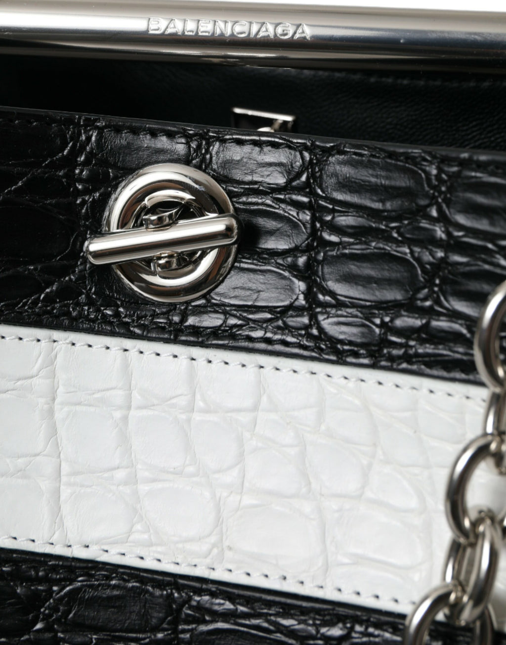 Balenciaga – Crocodile Maxi Bucket Bag Black & White
