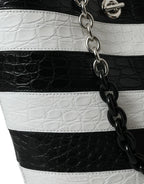 Balenciaga – Crocodile Maxi Bucket Bag Black & White