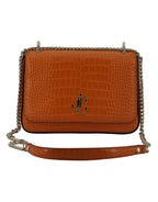 Jimmy Choo – Amber Orange Croc-Embossed Shoulder Bag