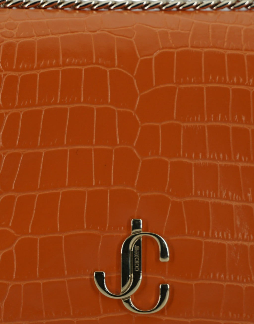 Jimmy Choo – Amber Orange Croc-Embossed Shoulder Bag