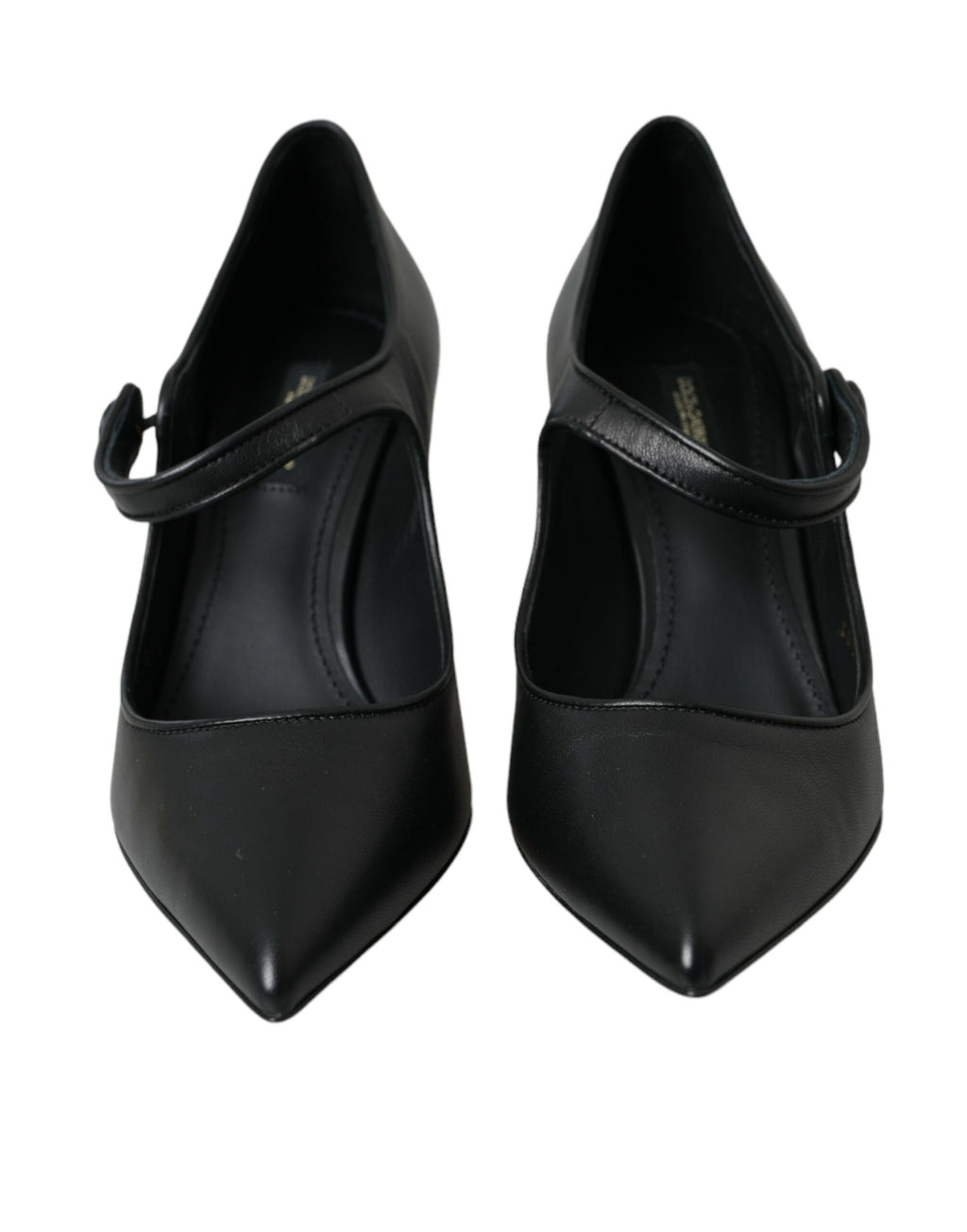 Dolce & Gabbana - Black Leather Logo Heels Mary Janes Pumps Shoes