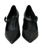 Dolce & Gabbana - Black Leather Logo Heels Mary Janes Pumps Shoes