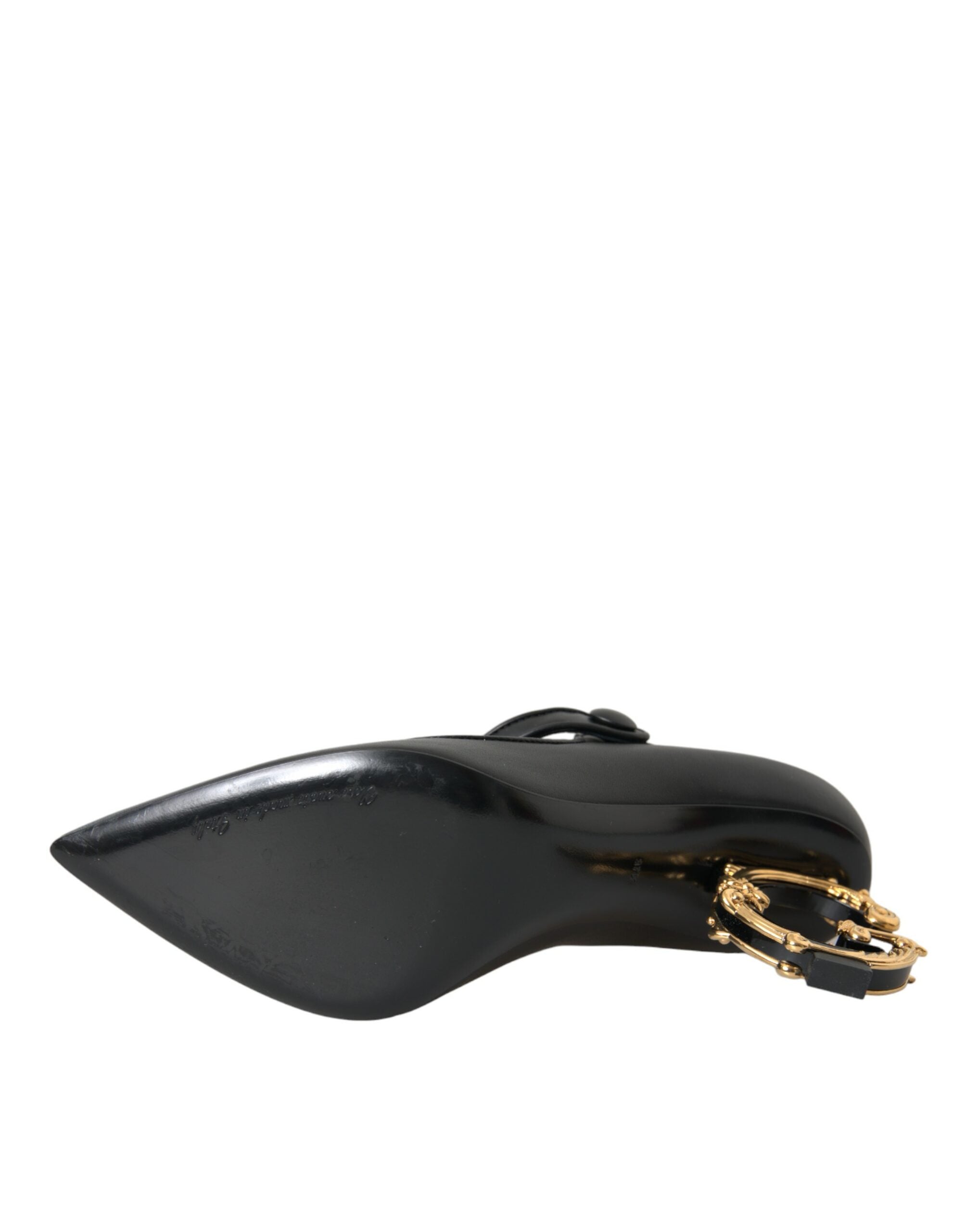 Dolce & Gabbana - Black Leather Logo Heels Mary Janes Pumps Shoes