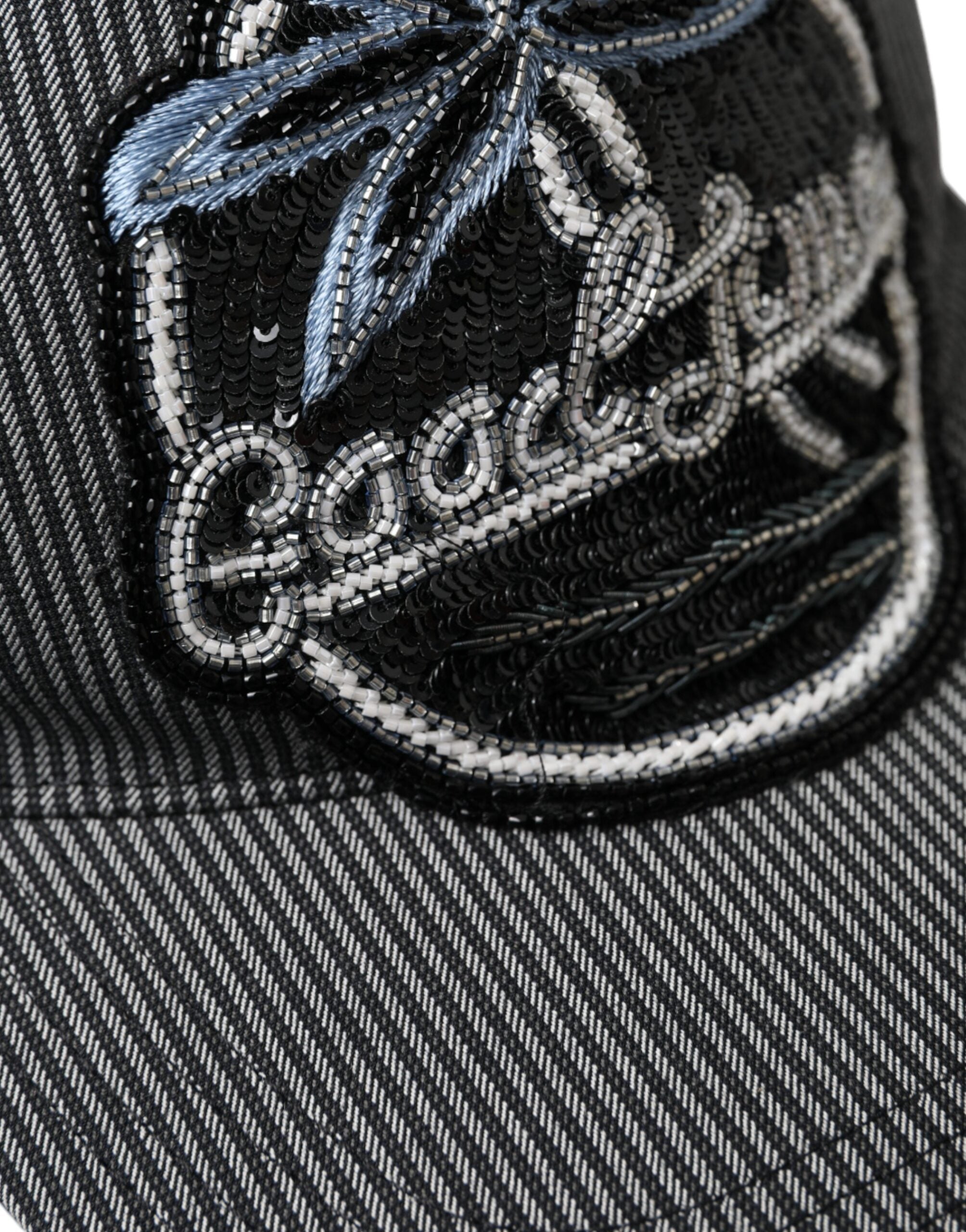 Dolce & Gabbana - Black Cotton Embellished Baseball Hat Men