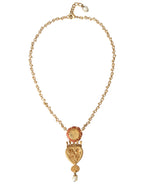 Dolce & Gabbana - Gold BrassChain Sacred Heart Rose Crystal Charm Necklace