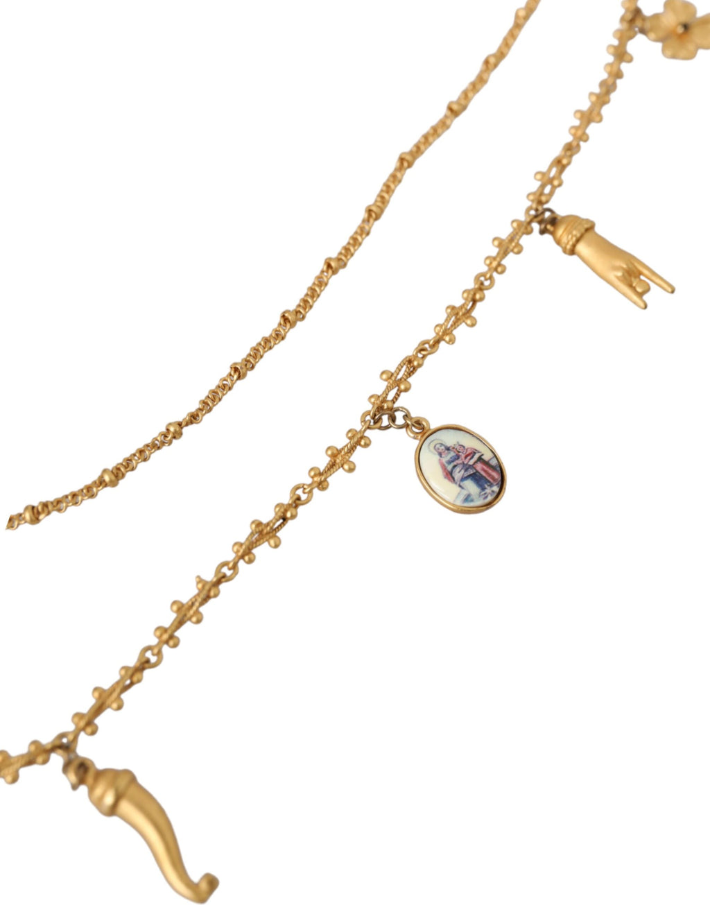 Dolce & Gabbana - Gold Tone Chain Brass Charm Statement Sicily Necklace
