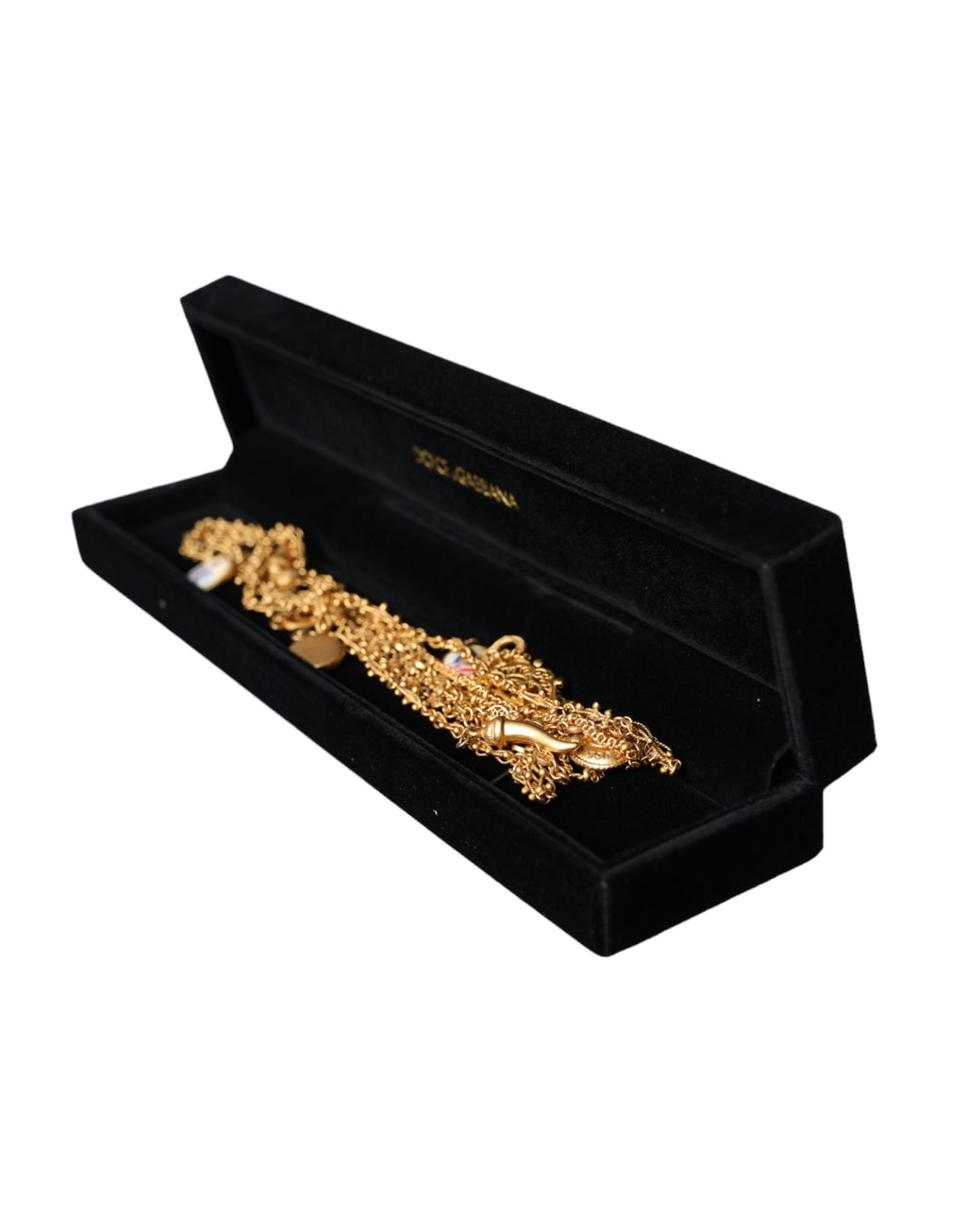 Dolce & Gabbana - Gold Tone Chain Brass Charm Statement Sicily Necklace